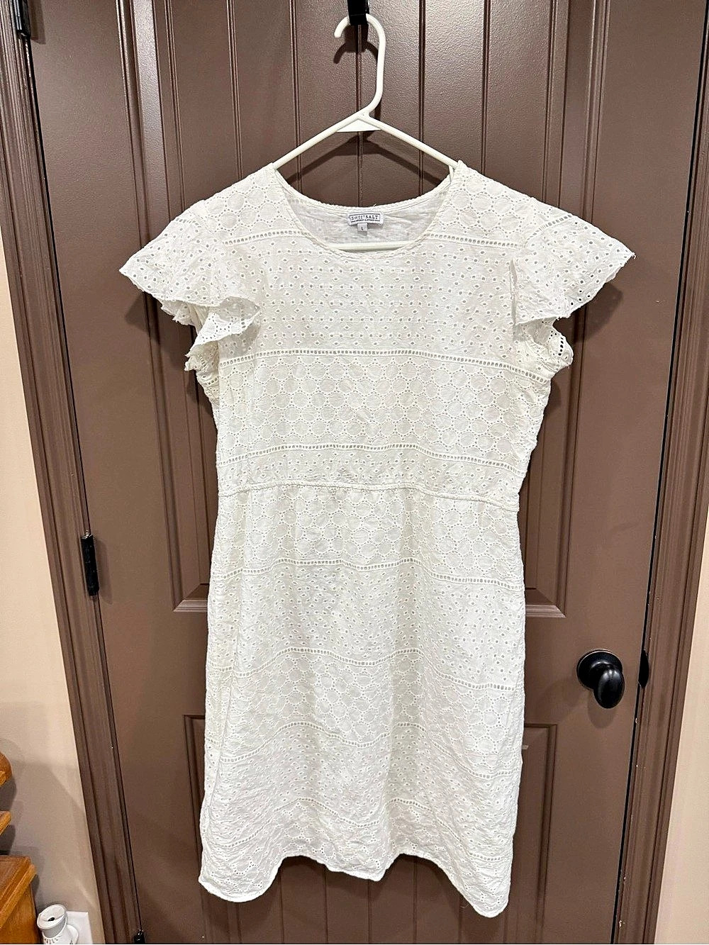 Sweet Salt Eyelet Ruffle Mini Dress in White Size Large Like New